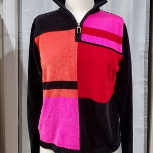 Karen Scott black, color block sweater.
